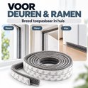 Grijze zelfklevende tochtborstelstrip voor gebruik op deuren en ramen.