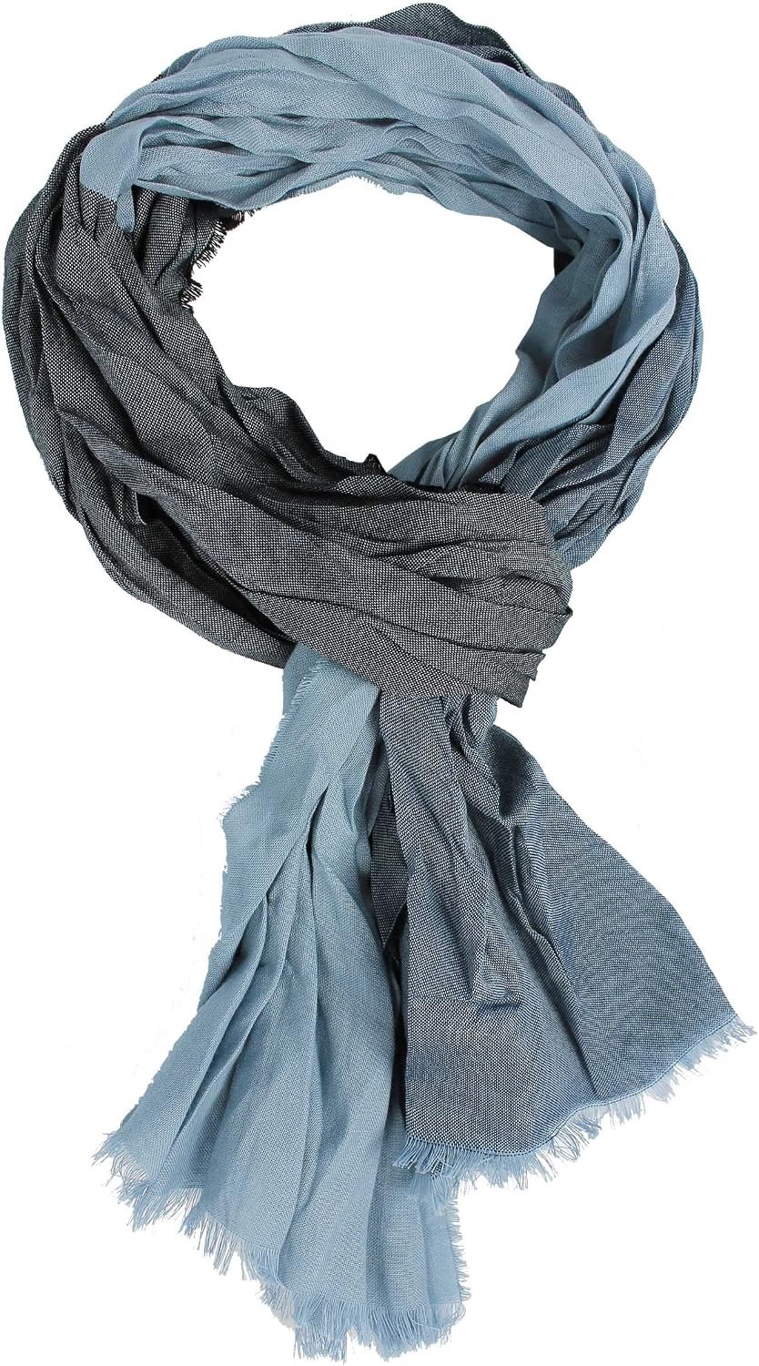 Merkloze Katoenen Sjaal Heren Dames - Crinkle Look Streep Blauw