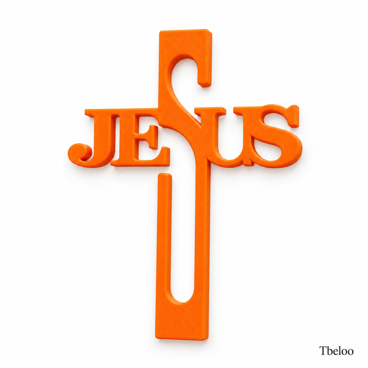 Tbeloo Jezus Kruis – Christelijke Wanddecoratie – 3D Geprint – Pompoenoranje – 18 cm x 13 cm