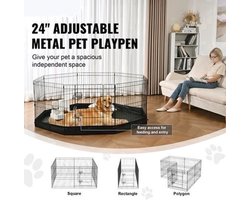 Hondenren - Hondenbox - Puppyren - Hondenkrat - Opvouwbaar - Metalen Hondenren - met Bodemkussenhoes - Puppy Buiten Camping Yard Kennel - Met Deksel
