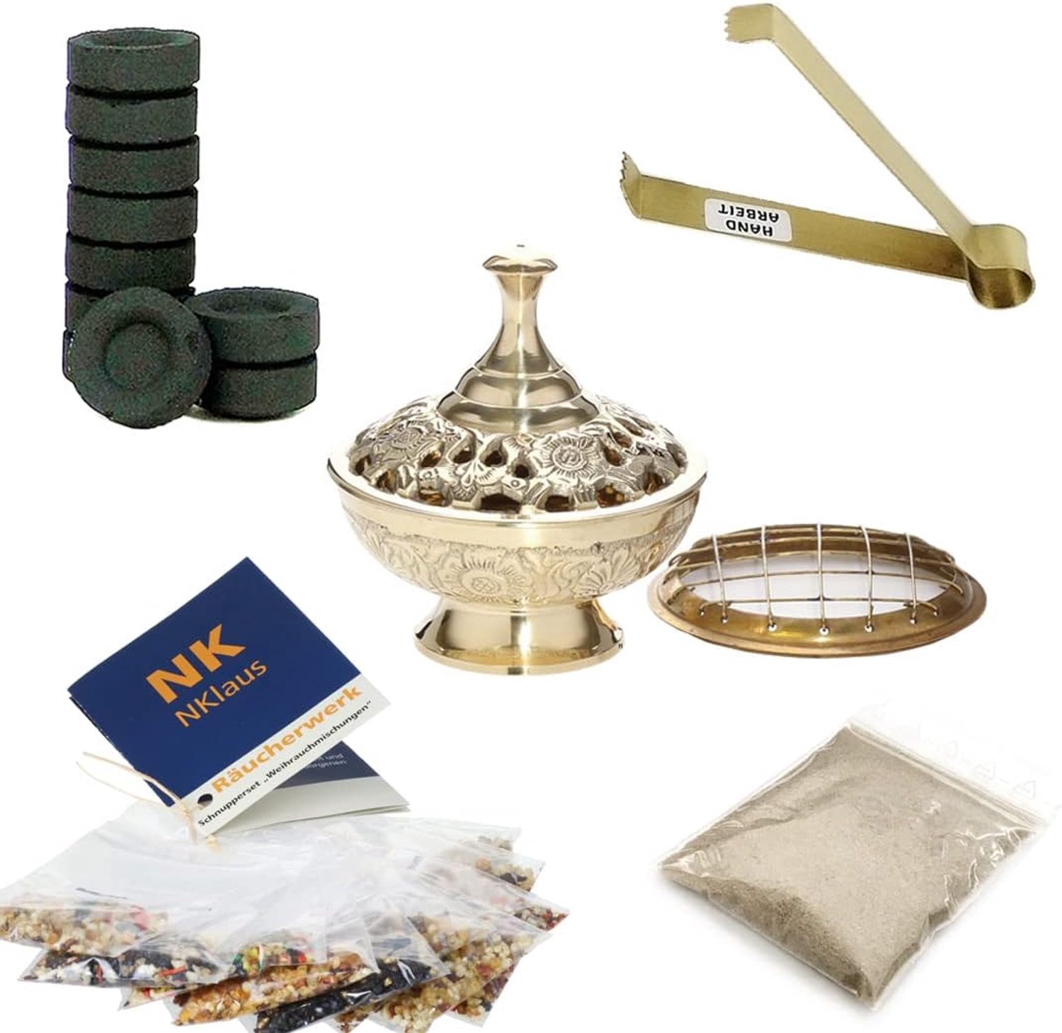 Rookvat Set Goud - Inclusief Zand, Kooltjes & Tang