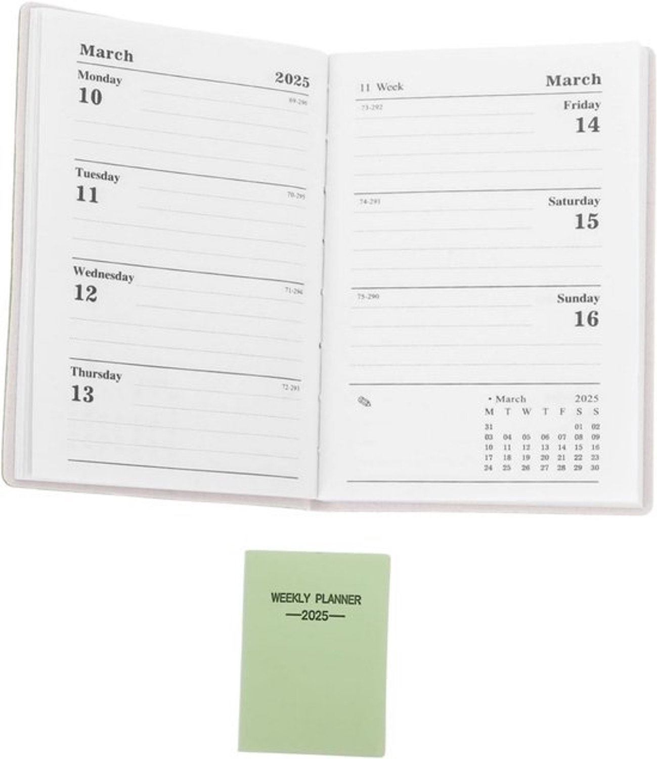 Weekplanner 2025 - Pocketformaat - Hardcover - Weekoverzicht voor thuis en kantoor