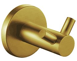 Handdoekhaak - Muurhaak - Lonis Rimbo - Dubbel - Rond - PVD - Geborsteld Goud
