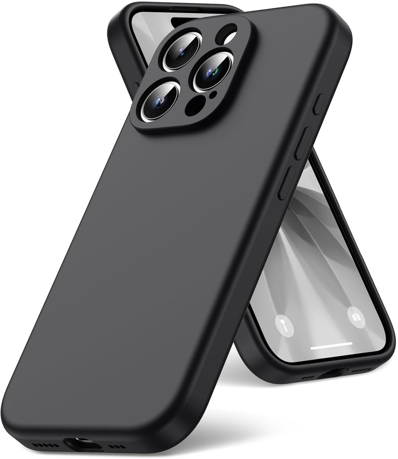 Silikon Hoesje voor iPhone 16 Pro Max met Microfiber Binnenvoering - Zwart