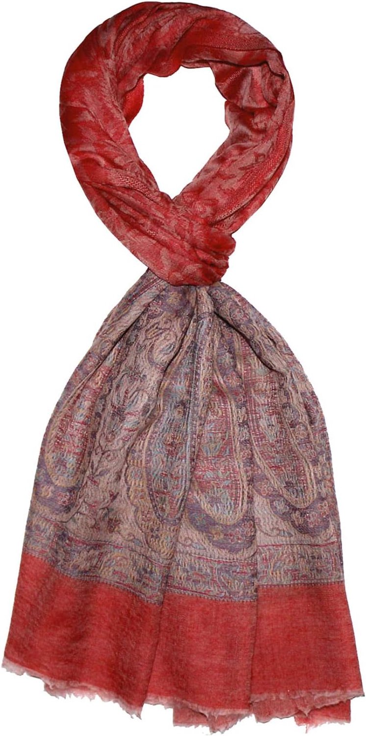 Luxe Cashmere Sjaal Heren - 100% Cashmere, Paisley Patroon, Rood