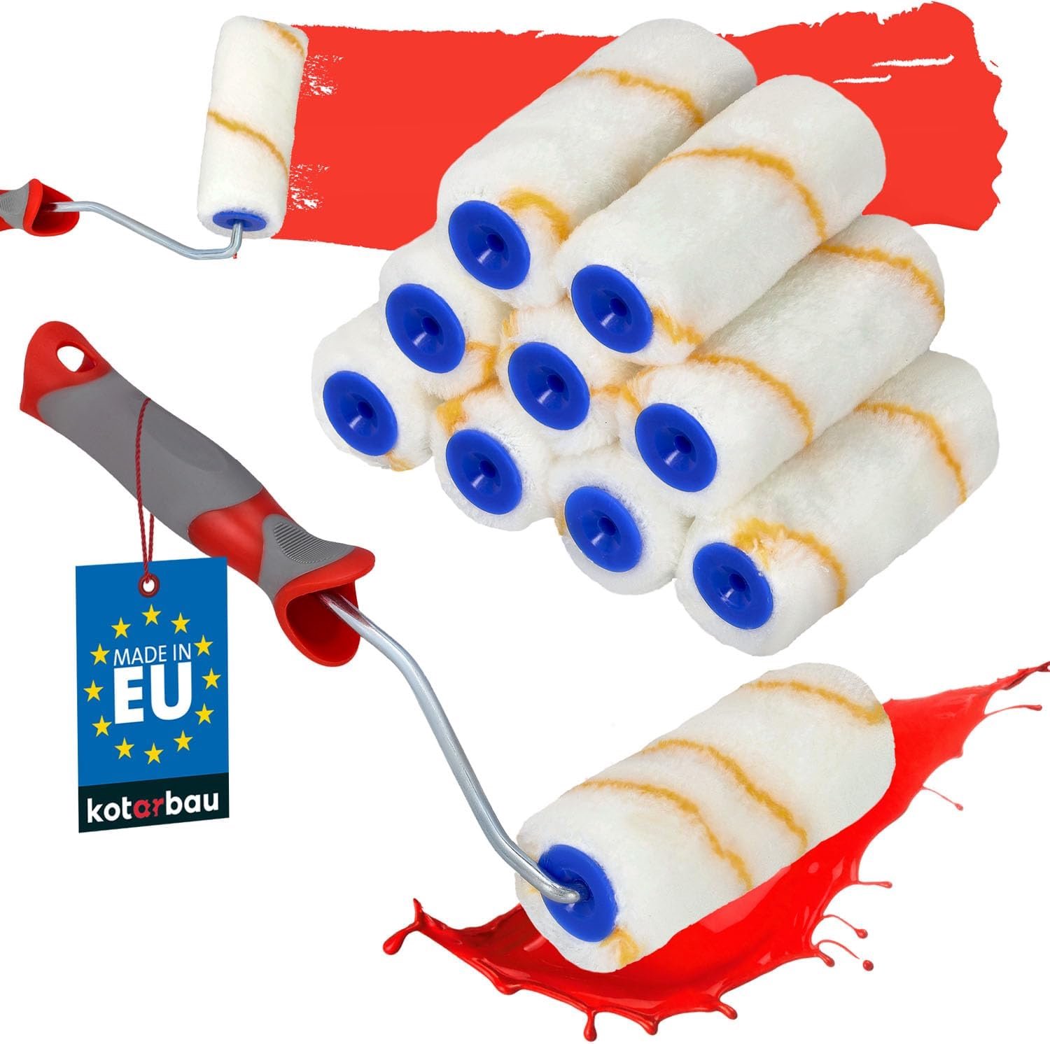 Verfroller met Rubberen Handvat - 100mm - Voor Binnen en Buiten