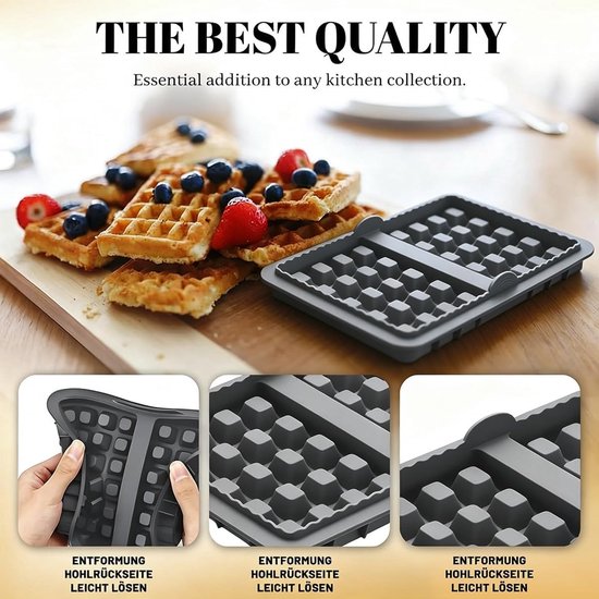 Set van 2 Wafelplaten voor Dubbele Airfryer, Antiaanbak Wafelvormen, BPA-vrij en Vaatwasserbestendig, Ideaal voor Belgische Wafels en Bakken — afbeelding 4