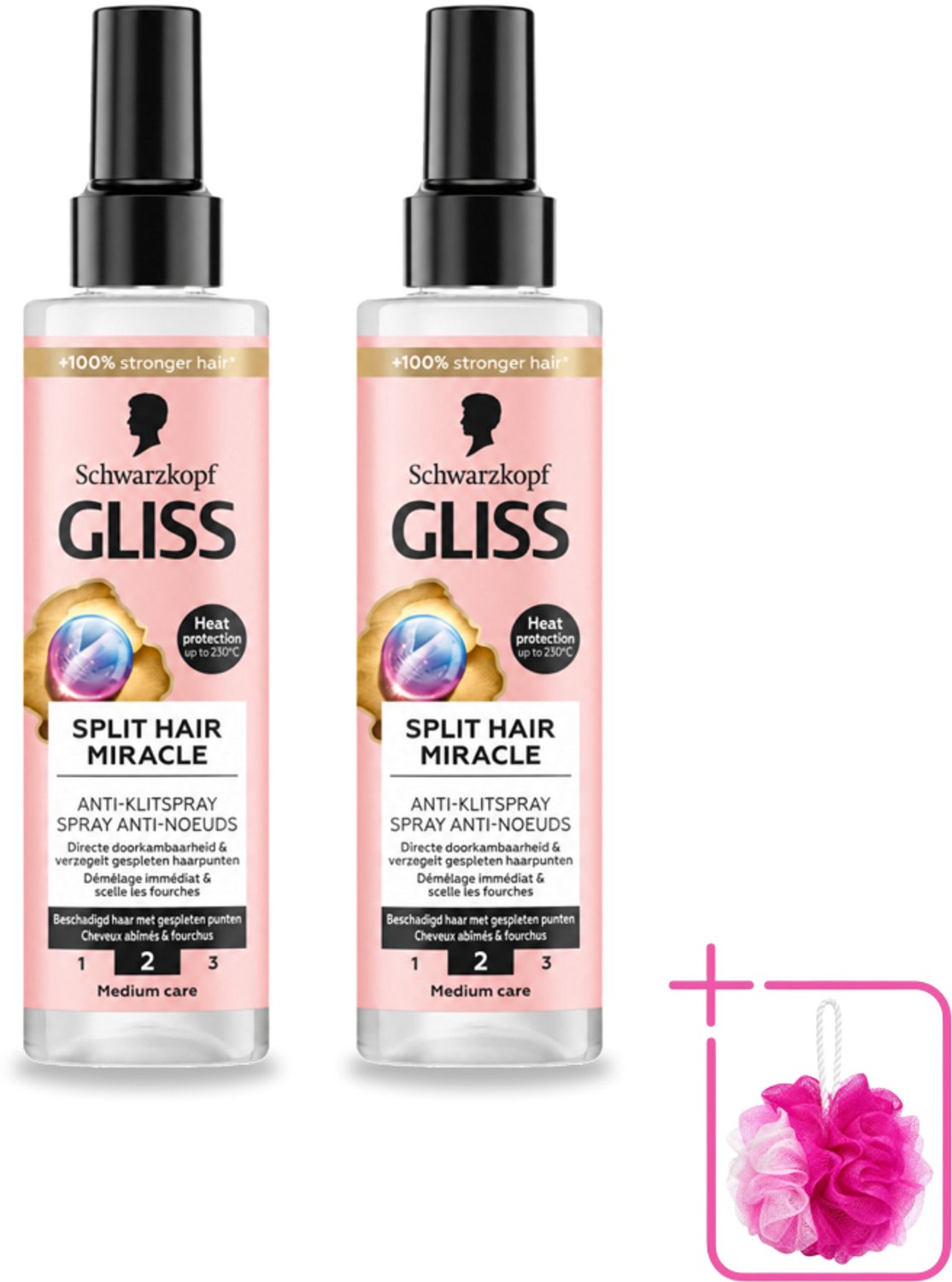 2 x Gliss - Split End Anti-Klit Spray - Tegen Gespleten Haarpunten - 200 ml - Bulkverpakking - Haarsplitting - Douchemop - Klitten