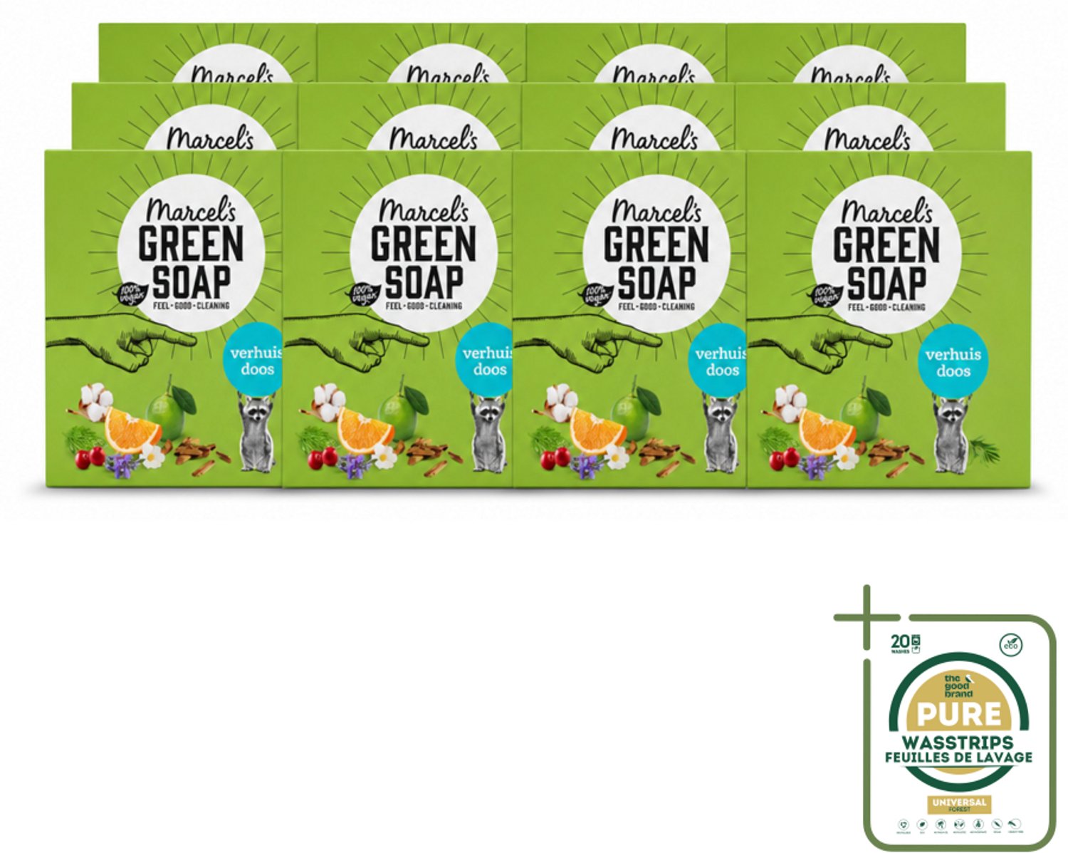 12 x Marcel's Green Soap - Verhuisdoos - Duurzaam Schoonmaken - Natuurlijke verzorging - 8 Zeepjes - Wasstrips - Verhuisdoos - Duurzaam Schoonmaken - Natuurlijke Reiniging - Schoonmaken - Milieuvriendelijk