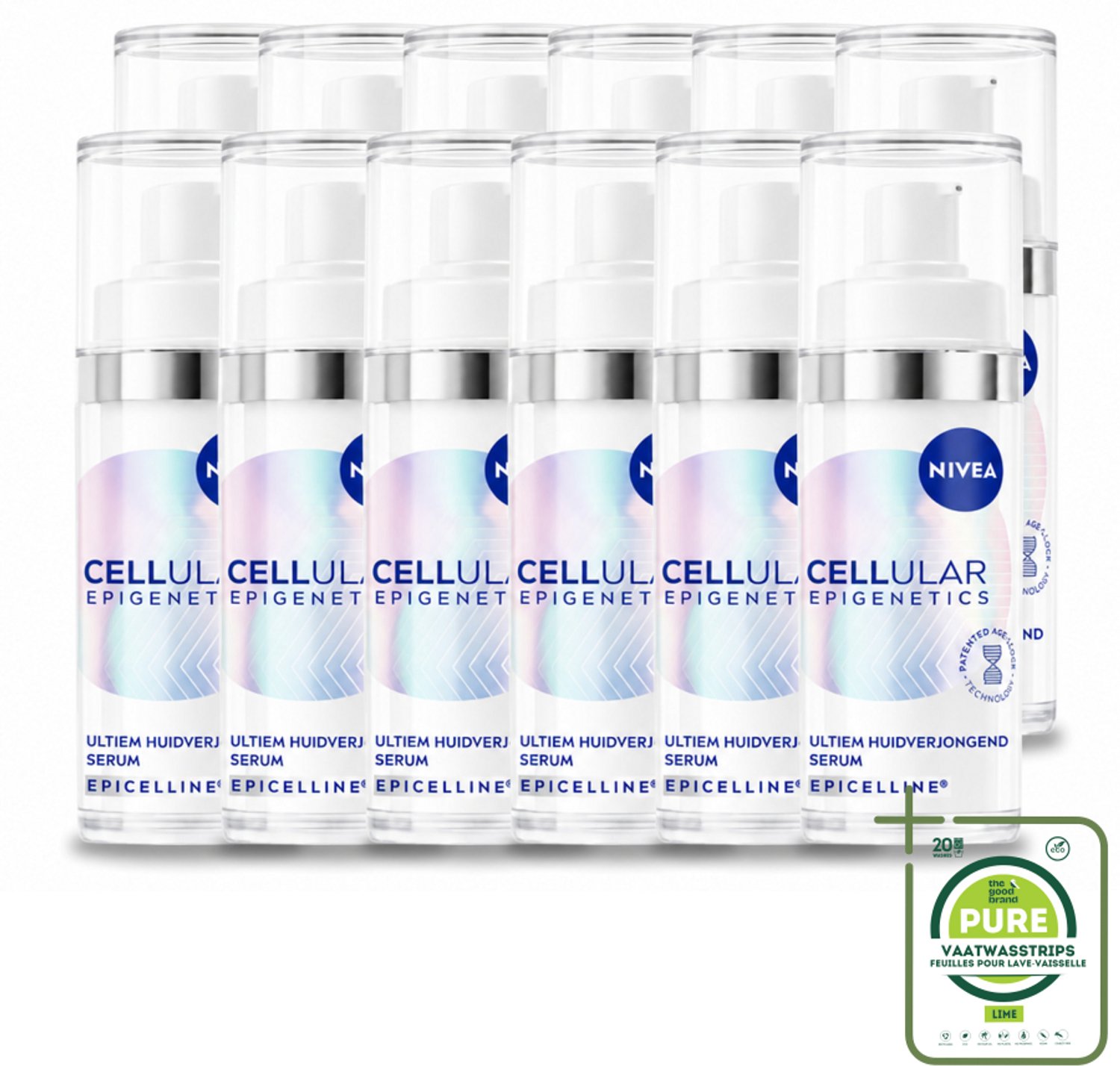 12 x NIVEA – Anti-Age Serum – Cellular Epigenetics – 30 ml - Grootverpakking - Vaatwasstrips - Anti-ouderdom - Gezichts-serum - Jeugdige Huid - Rimpelvermindering - Hydraatatie