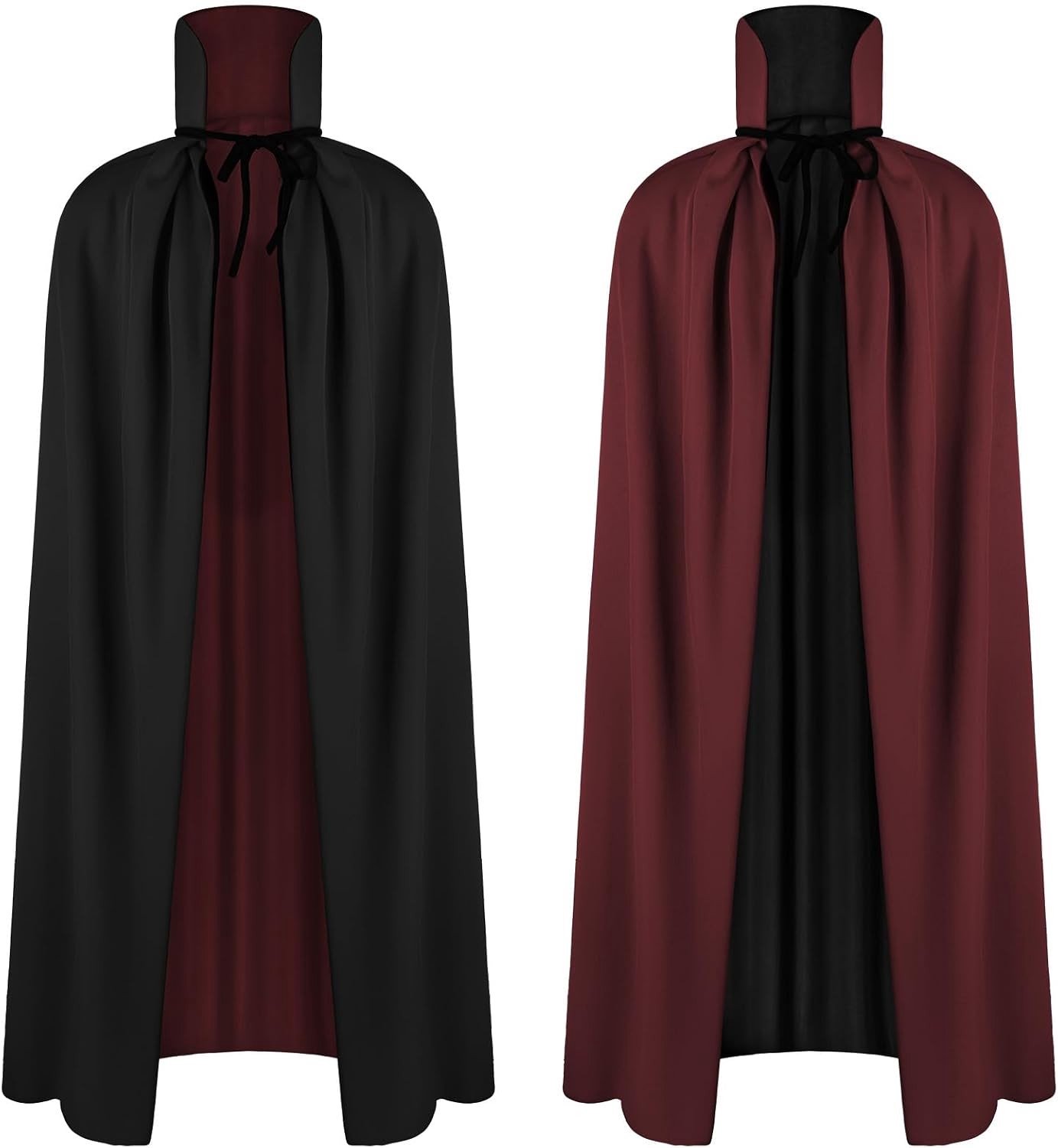 Halloween Dubbele Laag Cape voor Vampier Kostuum en Heksen Cosplay - Unisex Volledige Lengte Cloak voor Feest, Carnaval en Verkleedpartijen