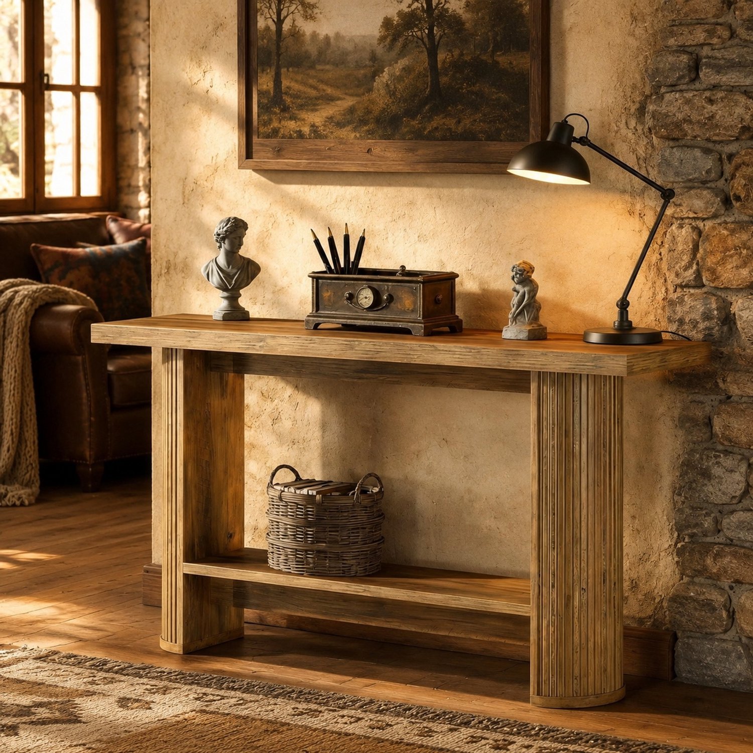CHICFURN Sidetable - ruimtebesparend - vaste constructie - bruin