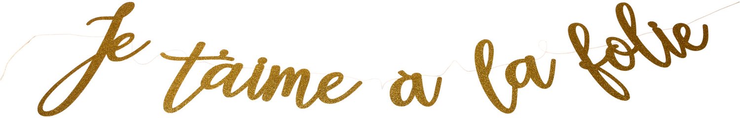 ARTYFETES - Kartonnen Slinger "Ik hou zielsveel van je" gouden glitter 1,40 m Valentijnsdecoratie