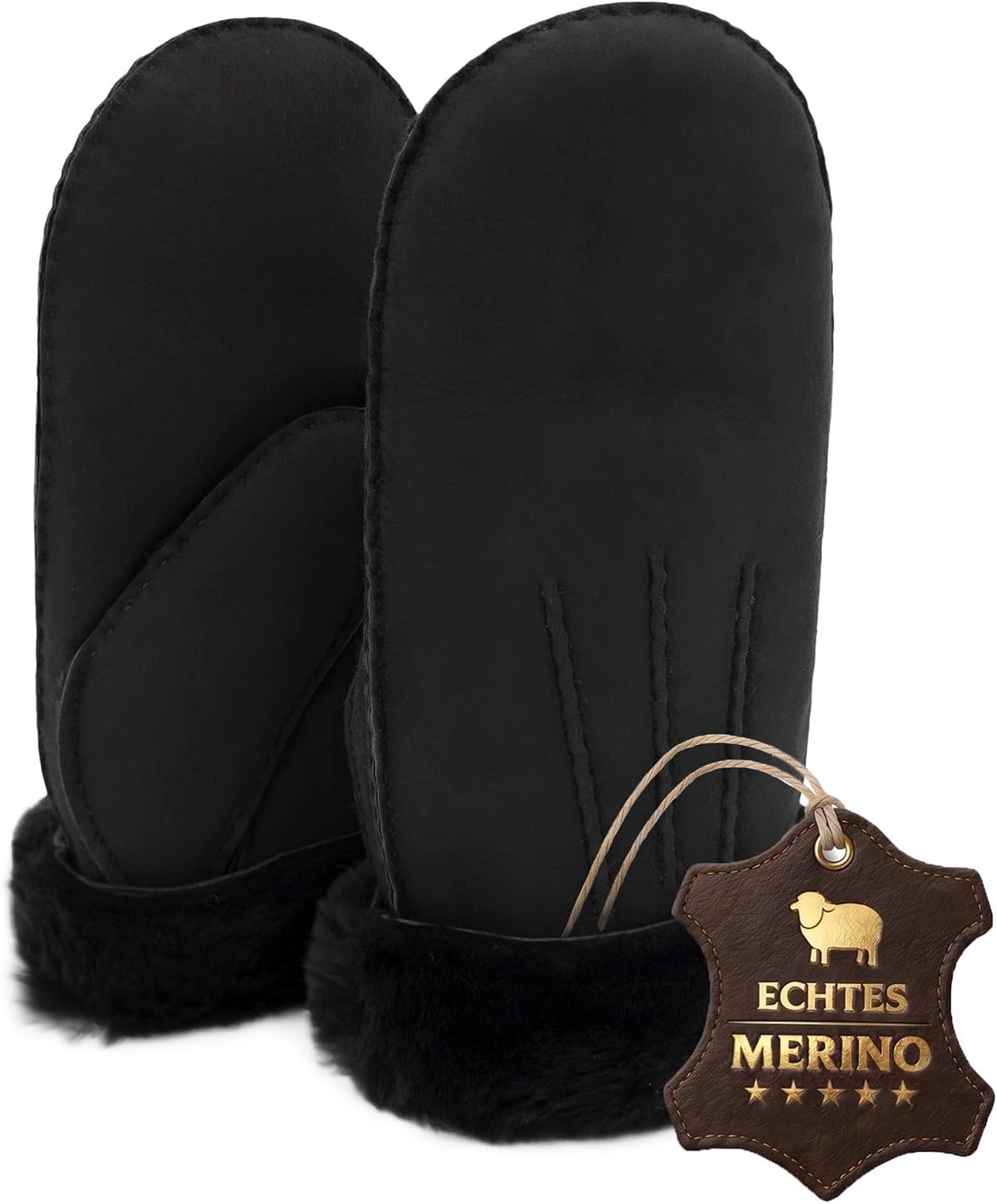 Lamsleren Handschoenen Unisex - Zacht Merino Schapenvacht - Donkergrijs