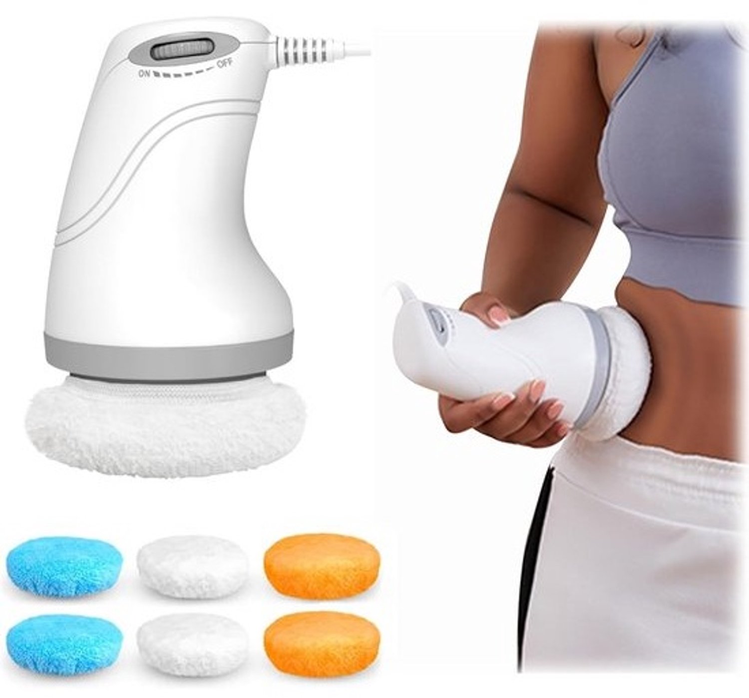 Cellulitis massager - Bodyhuidverzorger - Huid ontspannen - 6 wasbare pads - 15 x 10 x 10 cm - Wit