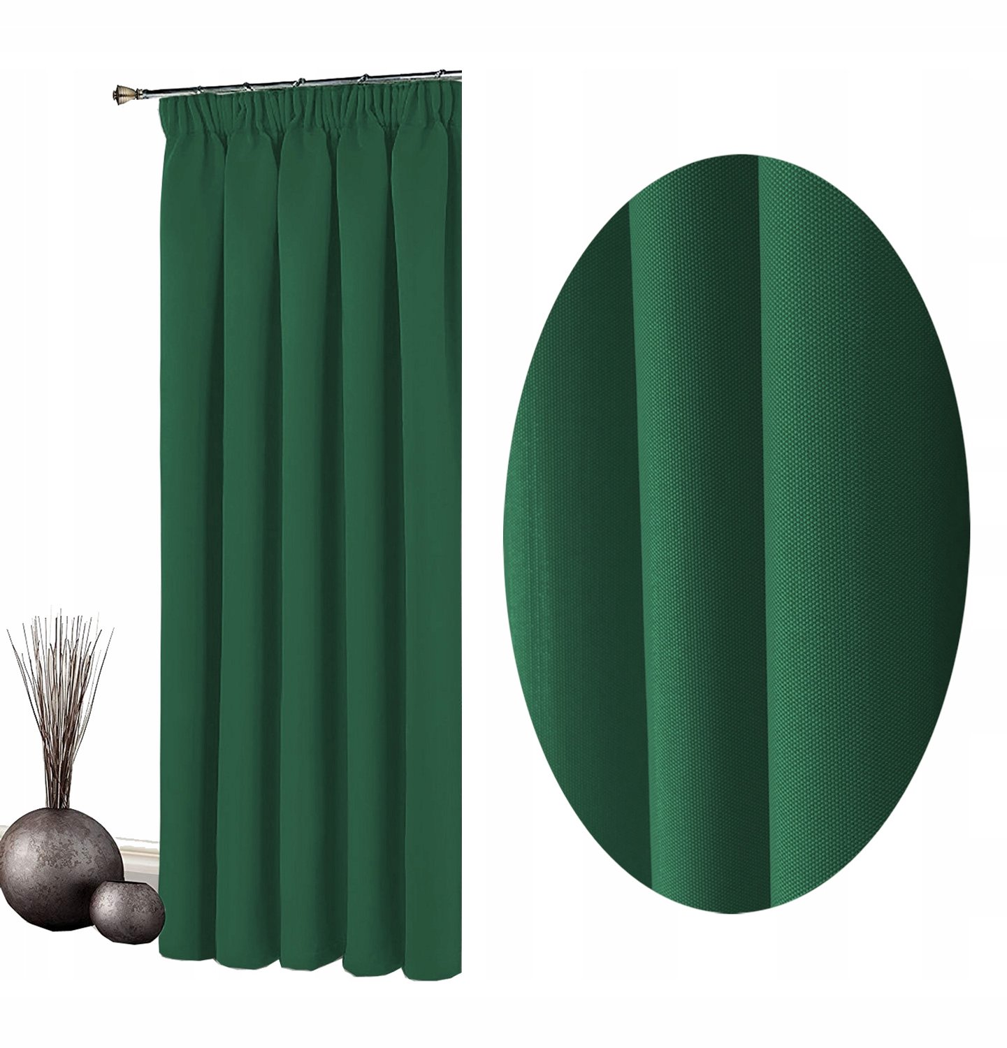 Donkergroene Gordijn 140x250cm - Kant-en-klaar met Rimpelband