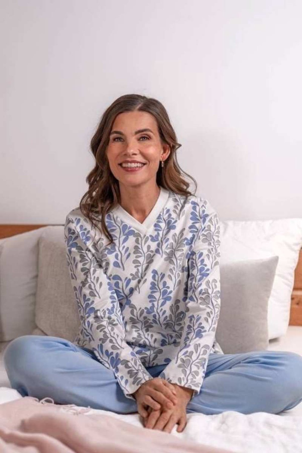 Ringella Katoenen dames pyjama fjord blauw Ringella - Blauw - Maat - 52