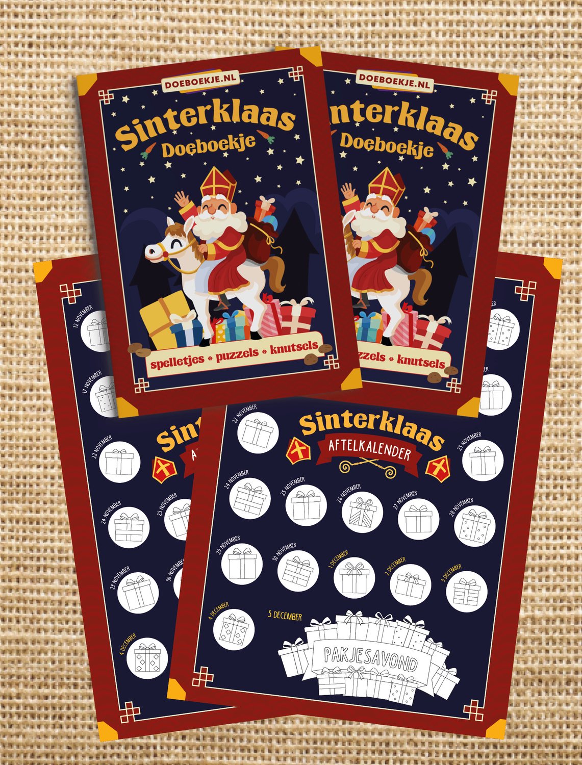 Set van 2 Sinterklaas Doeboekjes - knutselen, kleuren, spelletjes, puzzelen - voor kinderen van 4-8 jaar