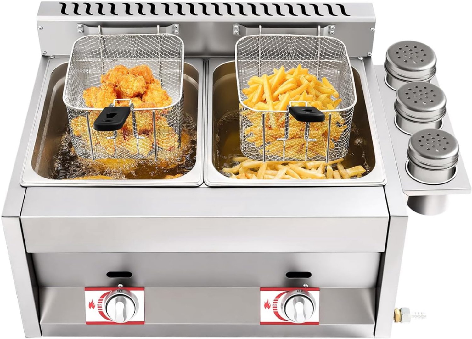 Levo® Frituurpan dubbel - Frituurpan - Zilver - 46cm x 61cm x 34cm