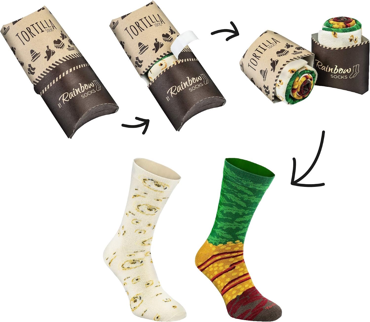 Rainbow Socks Tortilla Sokken - Grappige Herensokken & Damessokken (2 paar)
