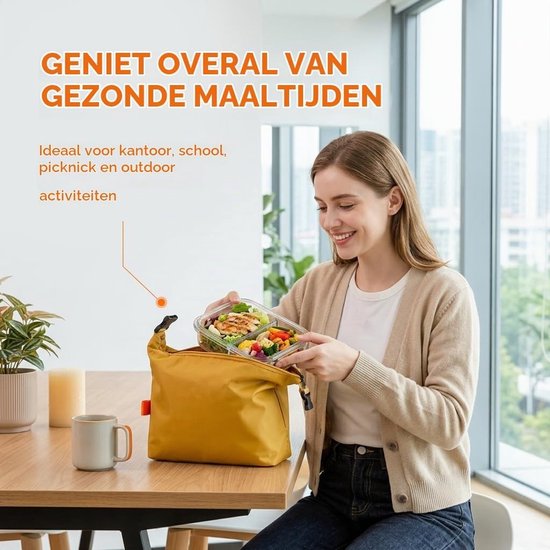 Koeltas voor Lunch en Picknick, Kleine Thermotas, Waterdichte en Lekvrije Isolatie Tas voor Werk en School — afbeelding 4