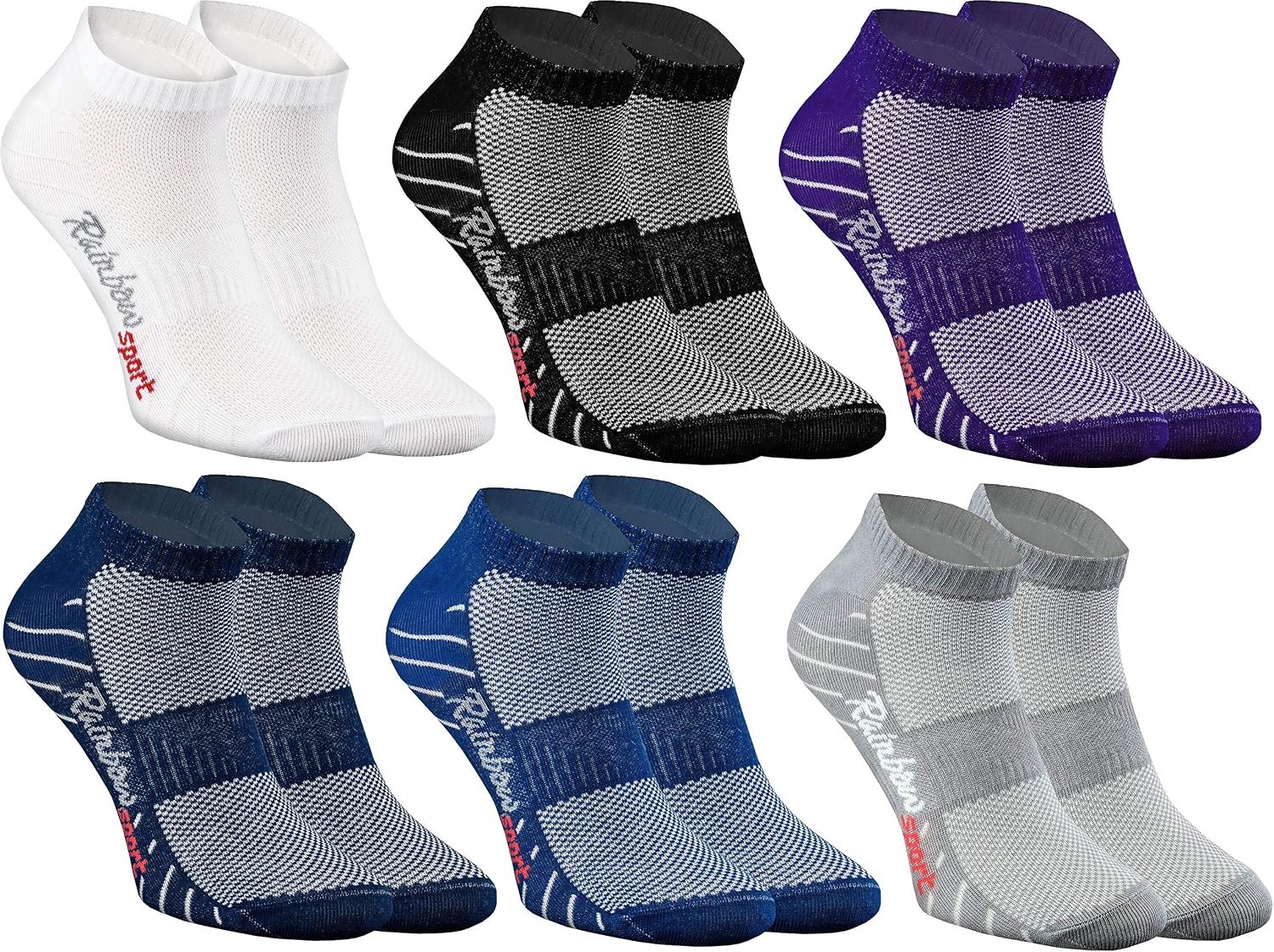 Rainbow Socks Sportsokken Lage Sneakersokken voor Dames en Heren Marineblauw