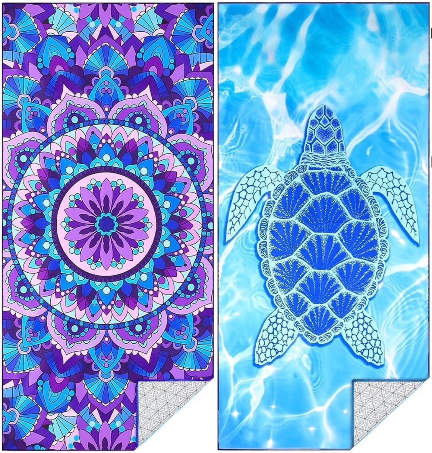 Set van 2 Sneldrogende Microvezel Strandhanddoeken 180 x 80 cm