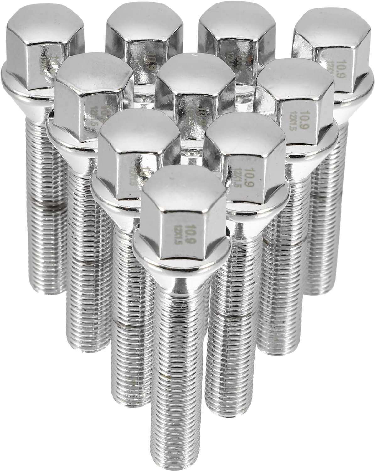 10 Stuks M12 x 1.5 Chroom Wielbouten - Antidiefstal en Roestbestendig