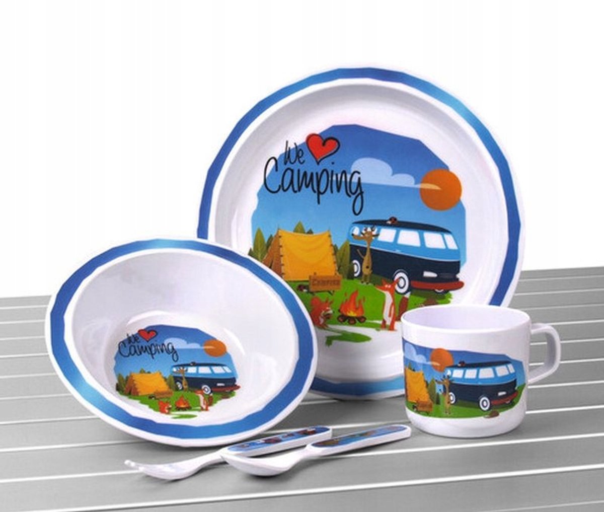 Camp4 kinderserviesset 'We love camping' melamine - 5-delig