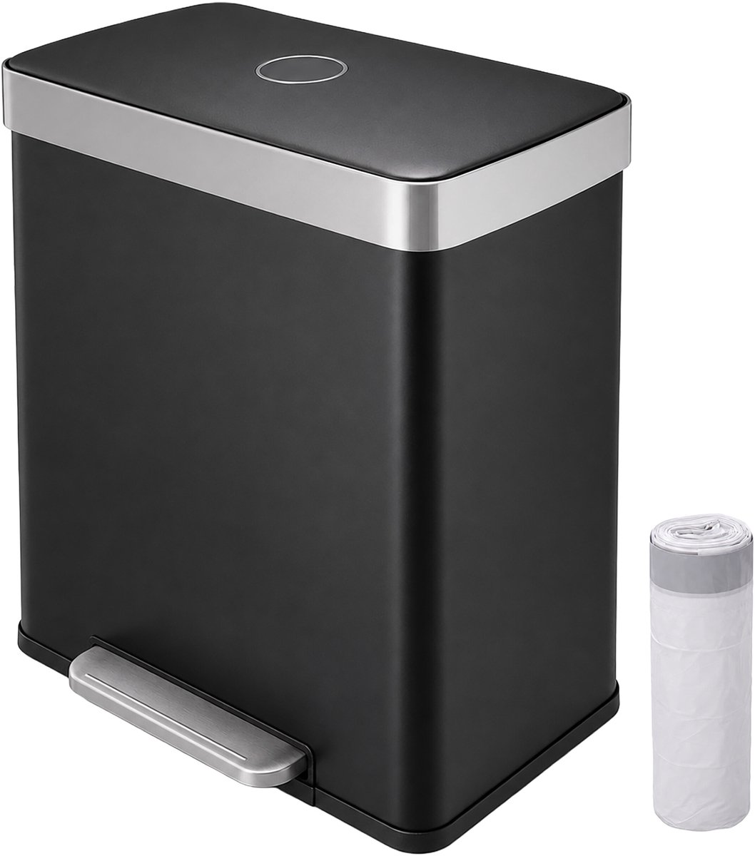 Prullenbak afvalscheiding - 60 liter (2x 30) - zwart