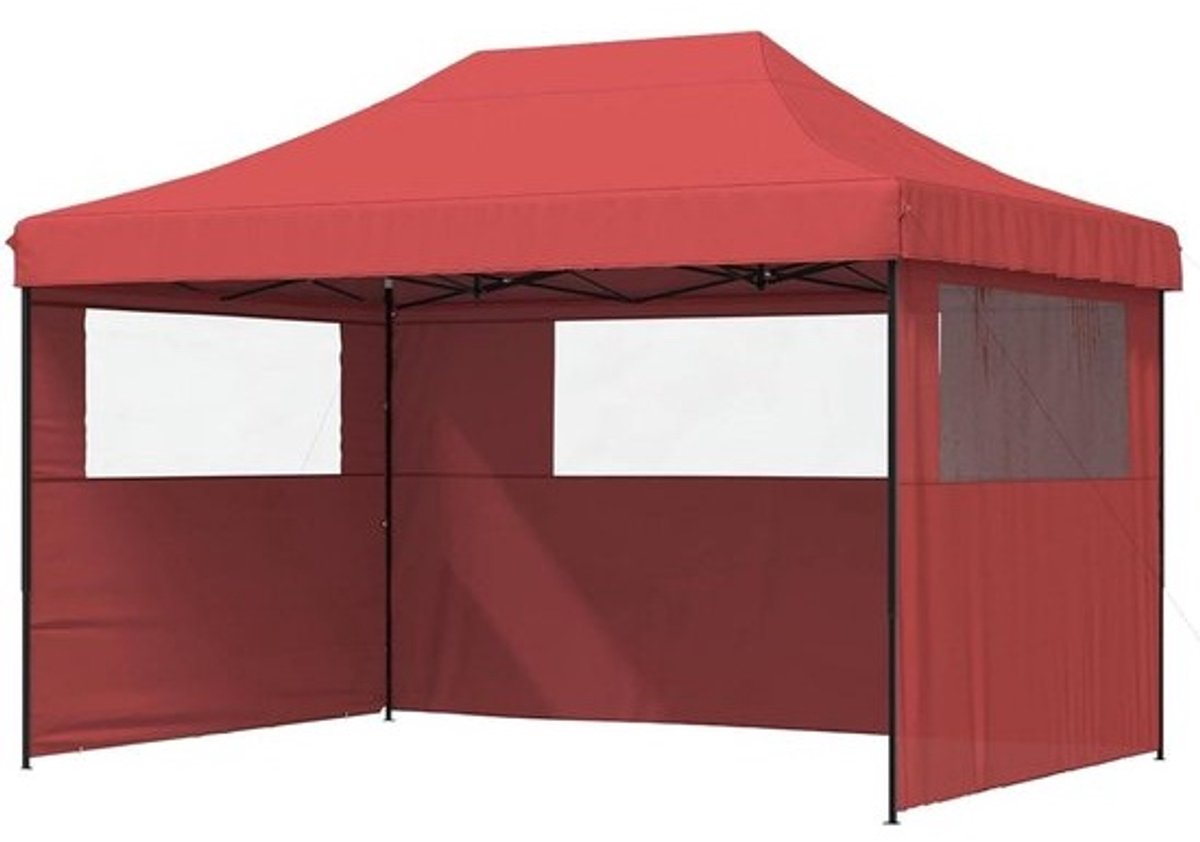 Pop-up Partytent - Feesttent Tuistent - Buitenfeesten Organiseren - Stalen Frame Gecoat - 410 x 279 x 315 cm - Bordeauxrood