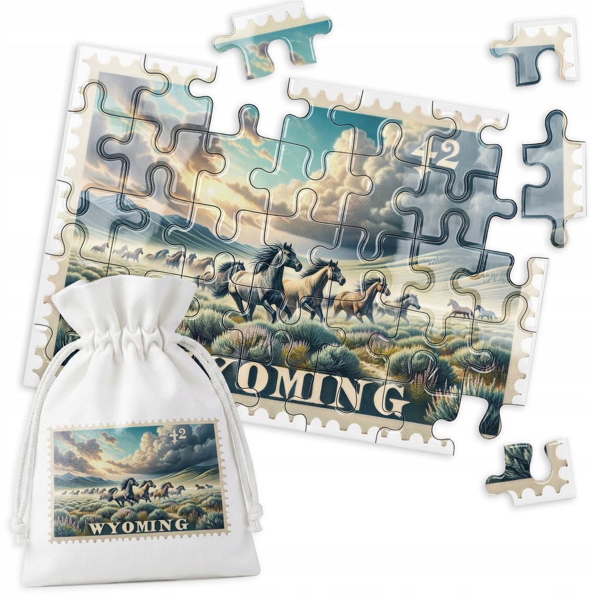 Merkloos Puzzel Paarden Woestijn 35 Stukjes