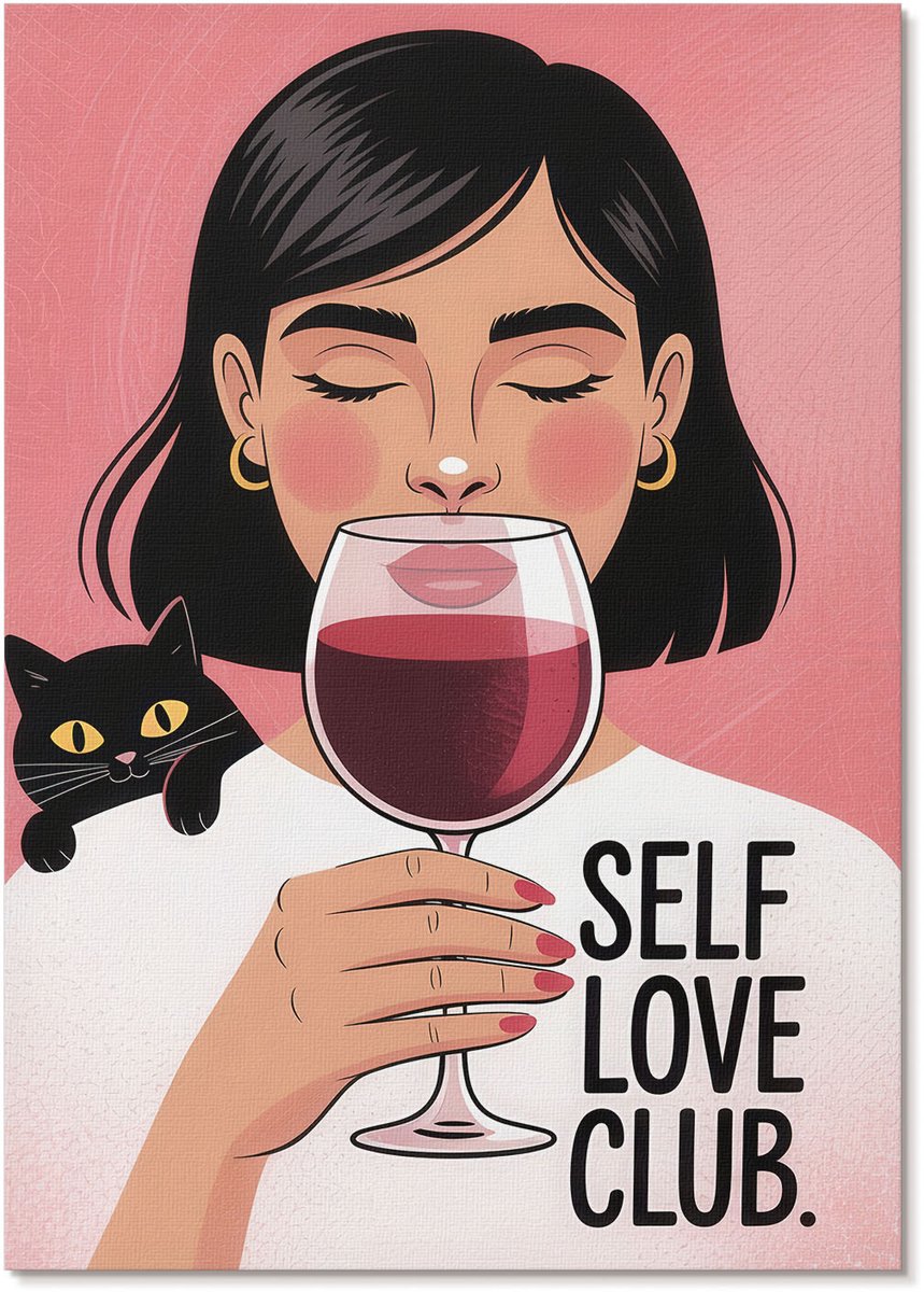 Tulup Polycanvas Wandposter - Houd Van Jezelf, Illustratie - A4 - Roze Poster - Rechthoek - Muurkunst - Woonkamer, Slaapkamer, Kantoor - Popcultuur