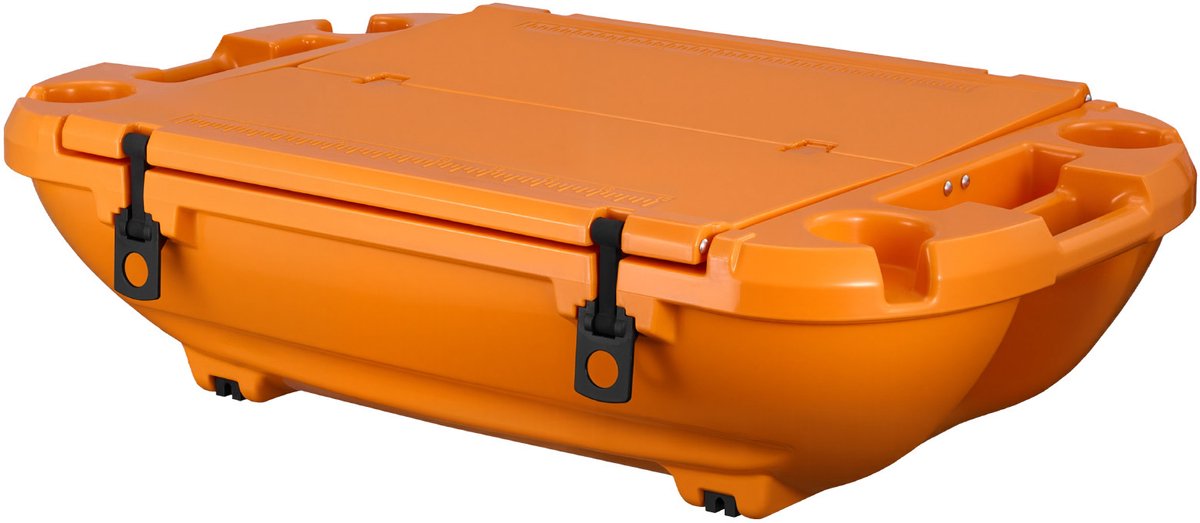 Amfibische drijvende koelbox, 37,9 liter drankkoeler met droogvak en trekkoord voor gebruik op water en land, kantelbare koelcontainer gemaakt van LLDPE voor zwembad, rivier, meer, strand, zee en feestjes, oranje