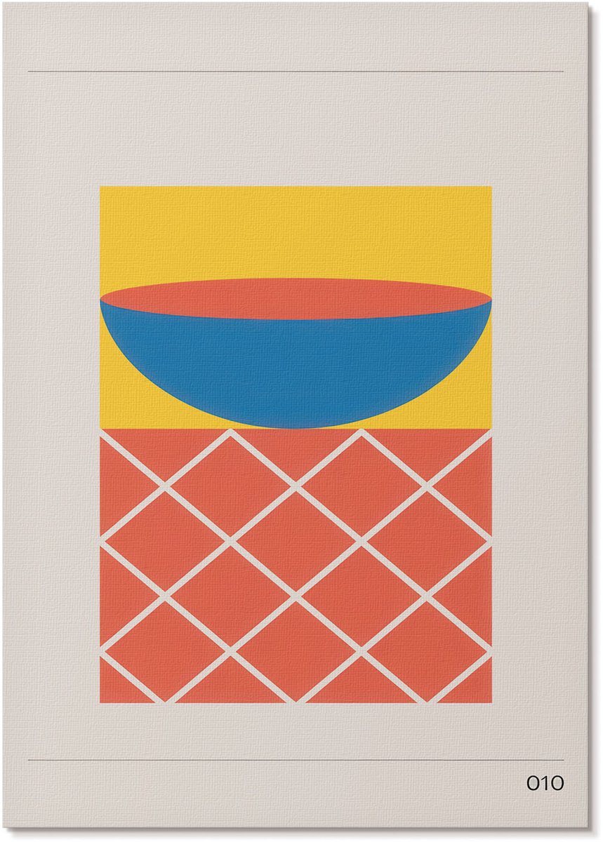 Tulup Polycanvas Wandposter - Kwartet, Illustratie - A3 - Blauw Design - Rechthoek - Muurkunst - Woonkamer, Slaapkamer, Kantoor - Minimalist