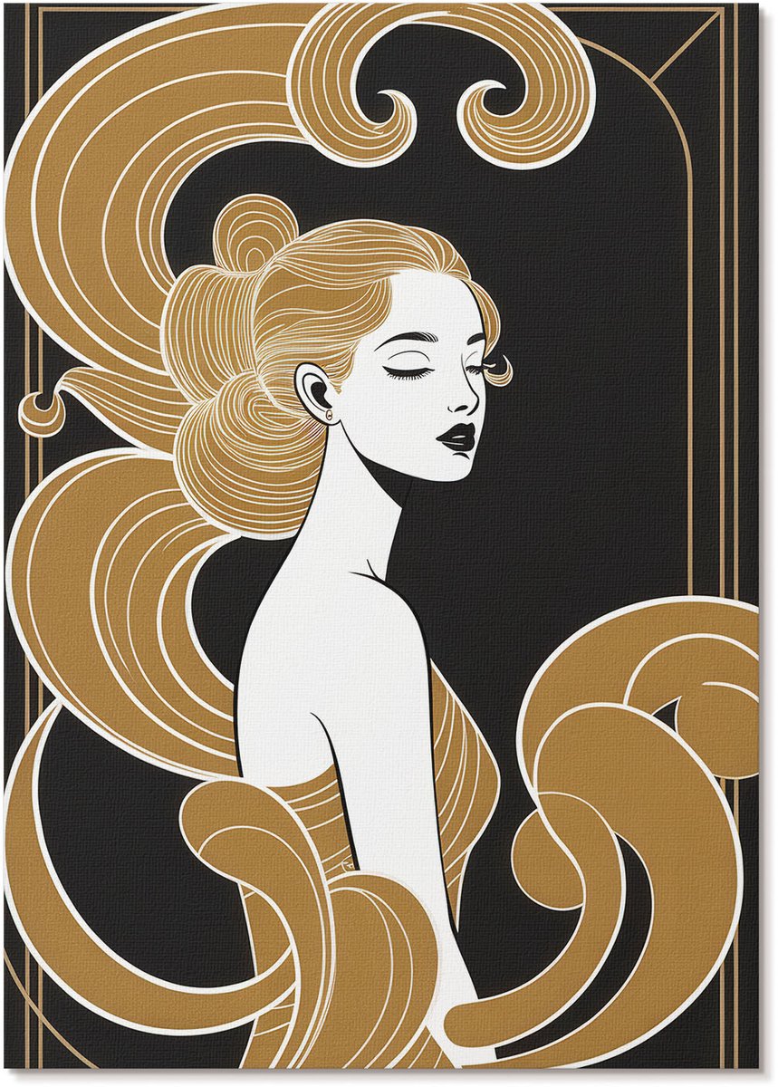 Tulup Polycanvas Poster - De Zon En De Boom, Illustratie - A3 - Oranje Design - Rechthoek - Muurdecoratie - Woonkamer, Slaapkamer, Kantoor - Minimalist