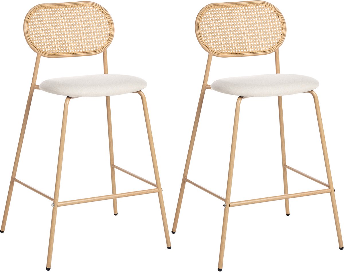 ADAVER - Barkruk set van 2 - Lichtbeige - IJzer