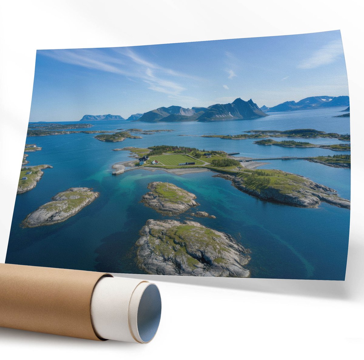 Coloray Canvas Poster Polycanvas - Bergmeer, Fotografie - 594 x 840 mm - Blauw Decoratie - Rechthoek - Decoratieve poster - Kantoor - Klassiek