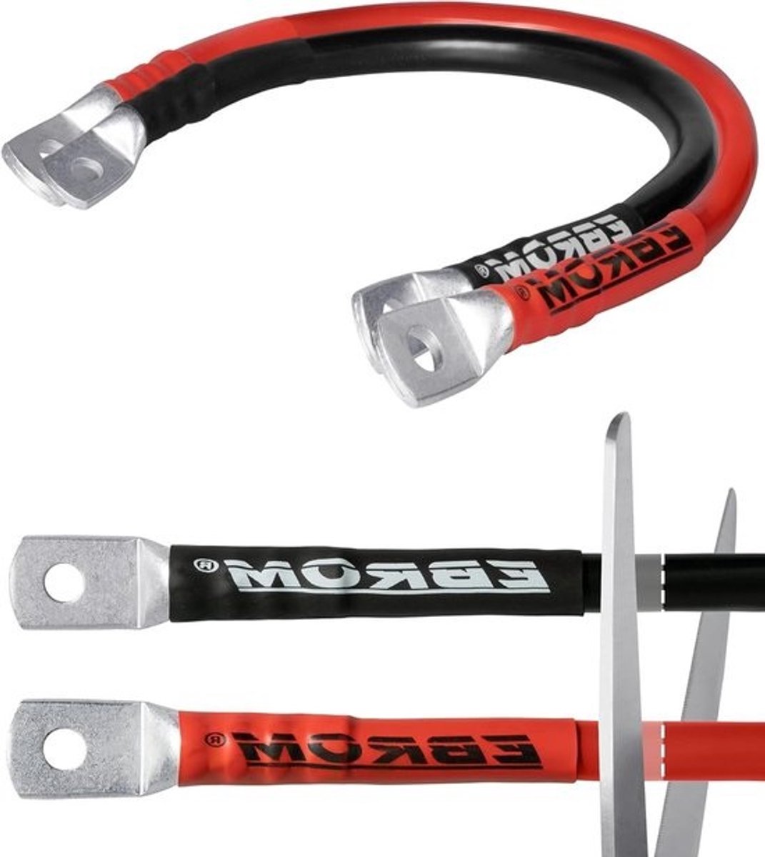 Accukabel rood en zwart - Stroomkabel batterij - Stroomvoorziening voertuigen - Hoge stroomsterkte - 70 mm² - Rood en zwart