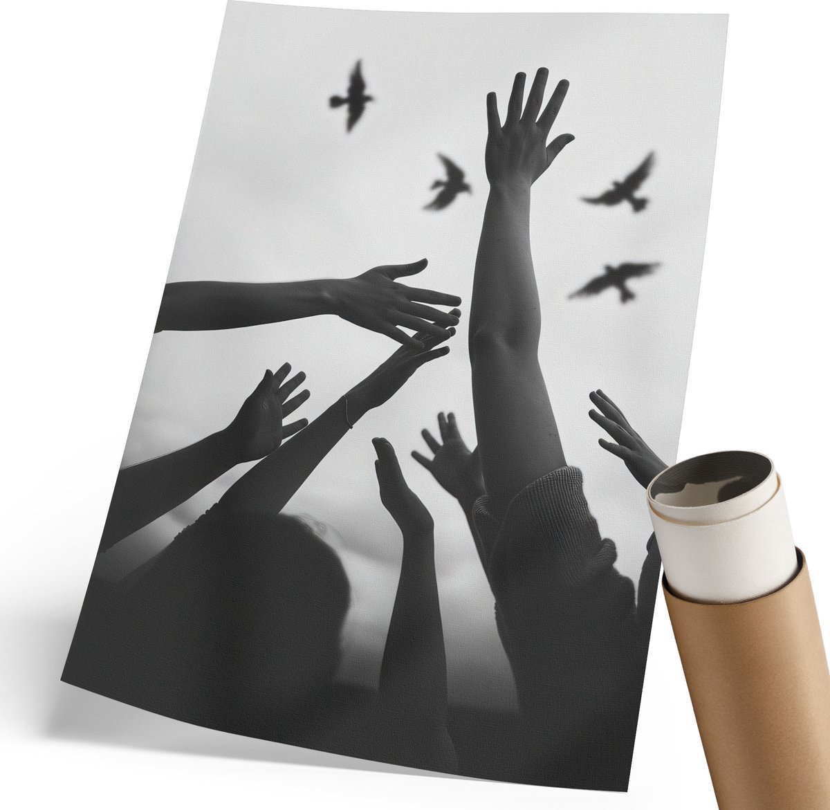 Coloray Polycanvas Poster - Stadspanorama, Beige - 210 x 297 mm - Zwart-wit Kunst - Rechthoek - Kunstposter - Slaapkamer - Expressief