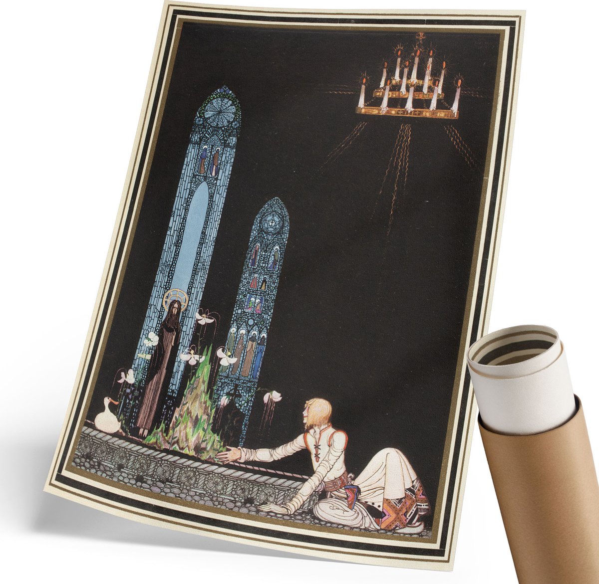 Coloray Polycanvas Poster - Illustratie Voor Een Boek, Schilderen - 210 x 297 mm - Zwart Kunst - Rechthoek - Decoratieve poster - Woonkamer, Slaapkamer, Kantoor - Klassiek