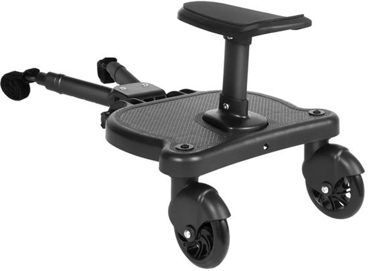 House Of Atelier - Meerijdplankje kinderwagen - Meerijdplankjes - Meerijdplankje met Zitje - Inclusief Tassenhaak - Zwart