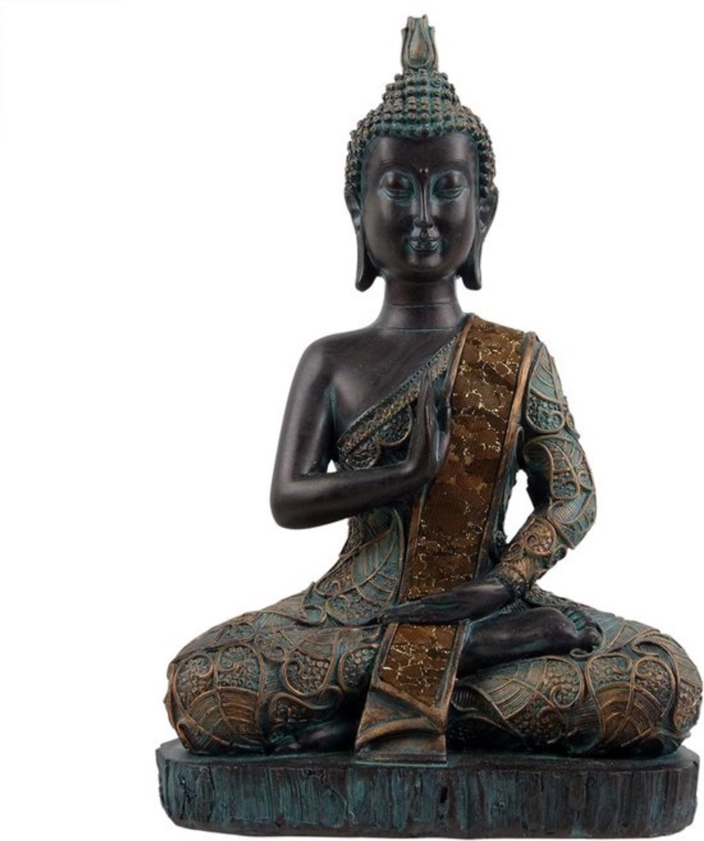 Thaise Boeddha Beeld - Meditatie Figuur - Spirituele Oefening - Vier Poses Beschikbaar - 23cm Hoog - Verdigris