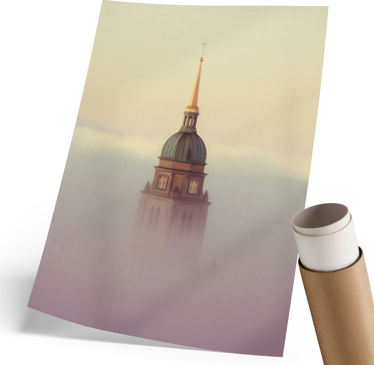 Coloray Polycanvas Wandposter - Neveltoren, Fotografie - 210 x 297 mm - Romig Kunst - Rechthoek - Muurkunst - Woonkamer, Slaapkamer, Kantoor - Klassiek