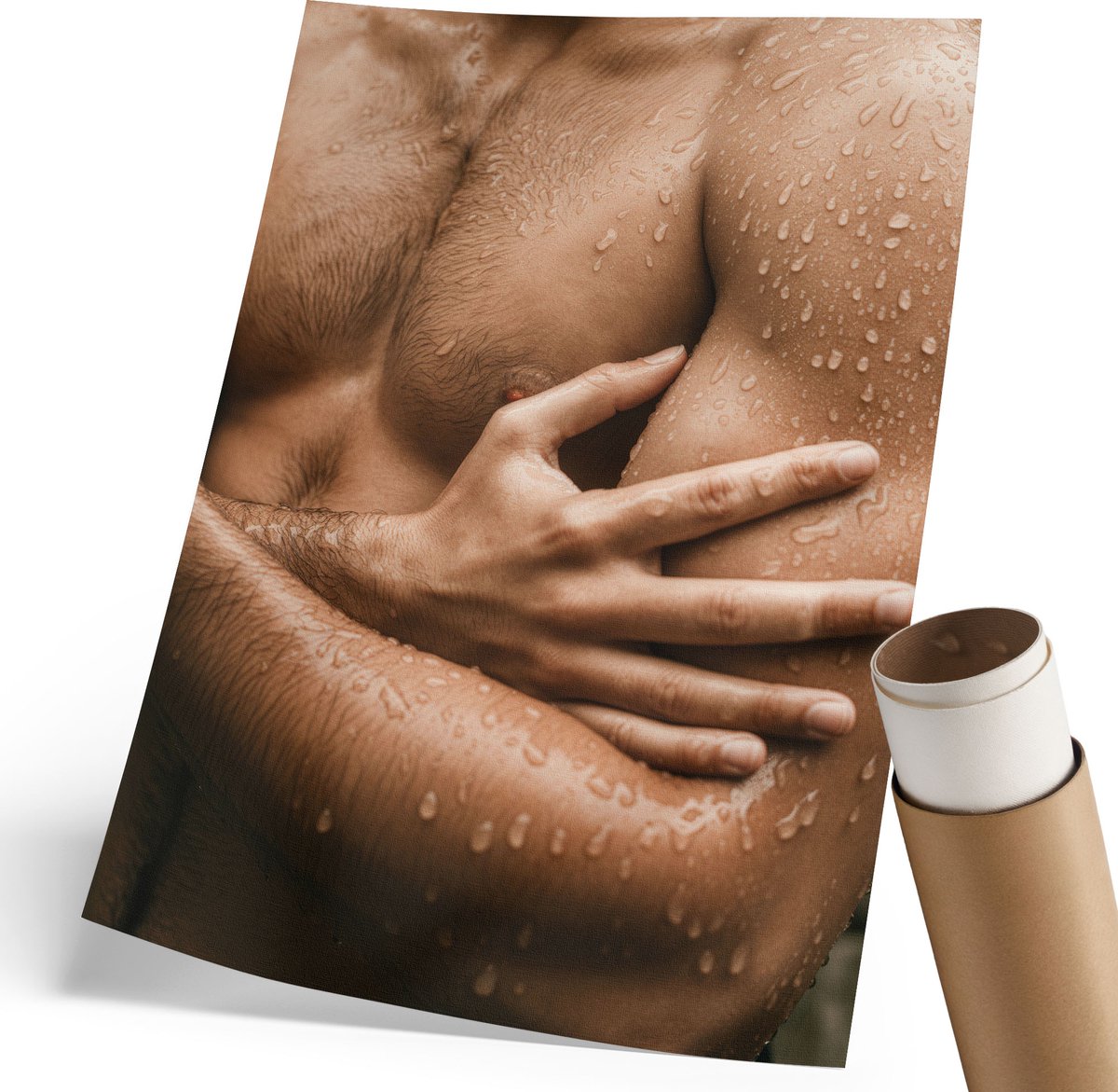 Coloray Canvas Poster Polycanvas - Mannelijk Lichaam, Fotografie - 210 x 297 mm - Bruin Patroon - Rechthoek - Kunstposter - Woonkamer, Slaapkamer, Kantoor - Expressief