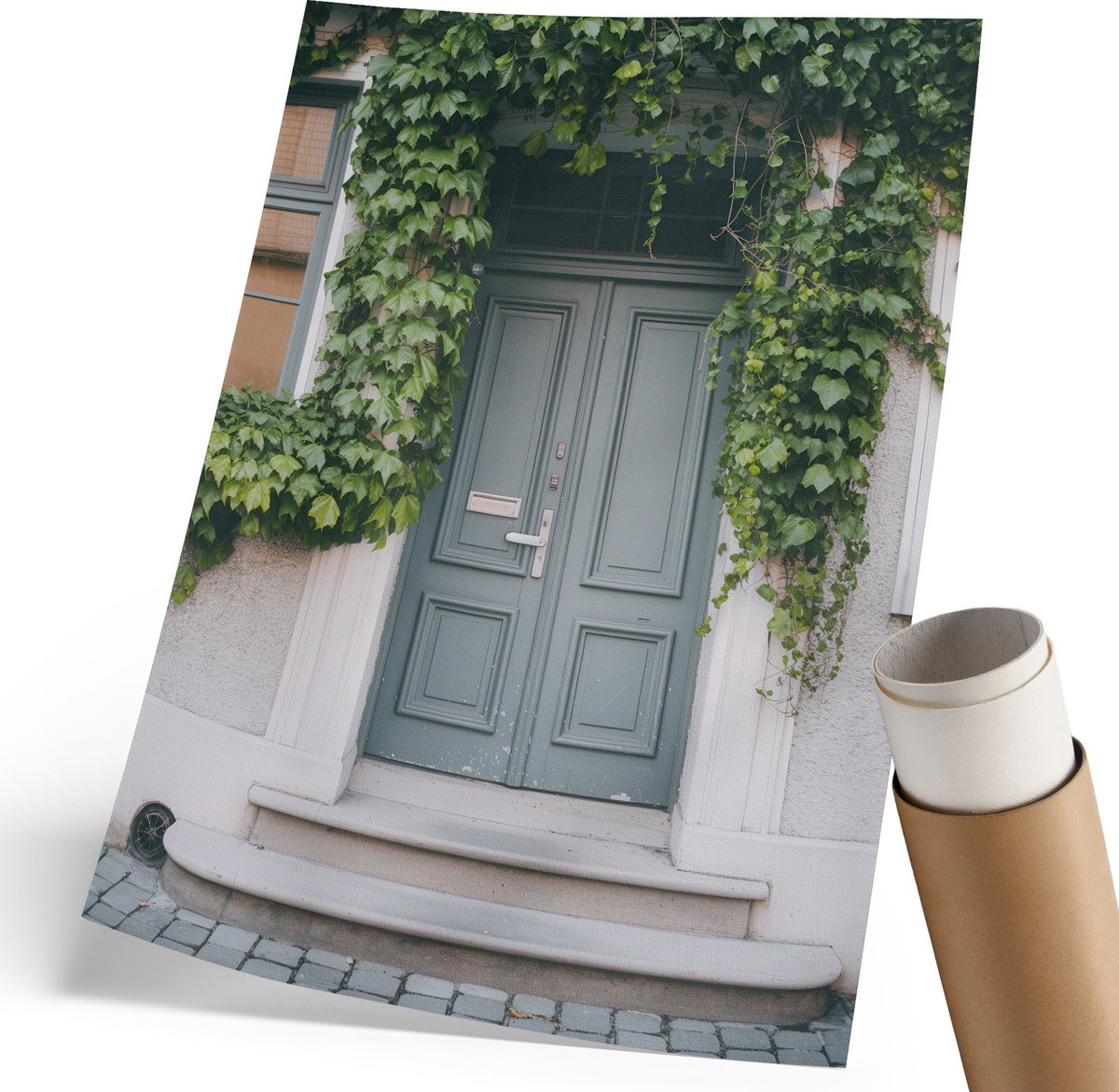 Coloray Polycanvas Wandposter - Elegante Gevel, Fotografie - 210 x 297 mm - Grijs Kunst - Rechthoek - Wandkunstwerk - Woonkamer, Slaapkamer, Kantoor - Rustiek