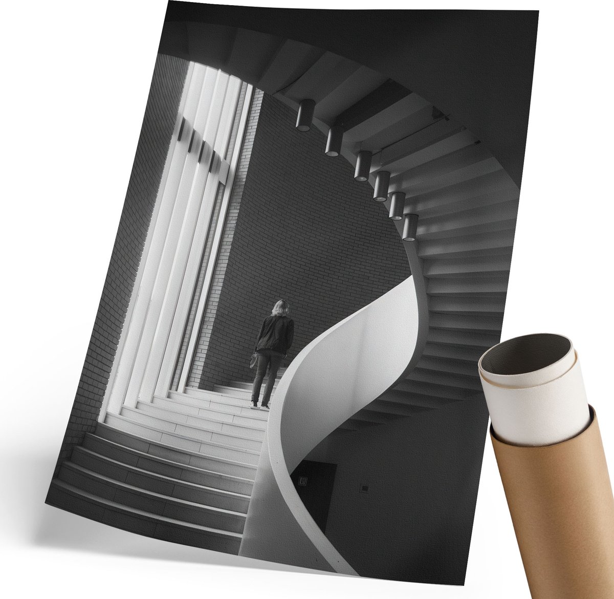 Coloray Polycanvas Poster - Moderne Architectuur, Fotografie - 210 x 297 mm - Zwart-wit Illustratie - Rechthoek - Muurdecoratie - Woonkamer, Slaapkamer, Kantoor - Modern