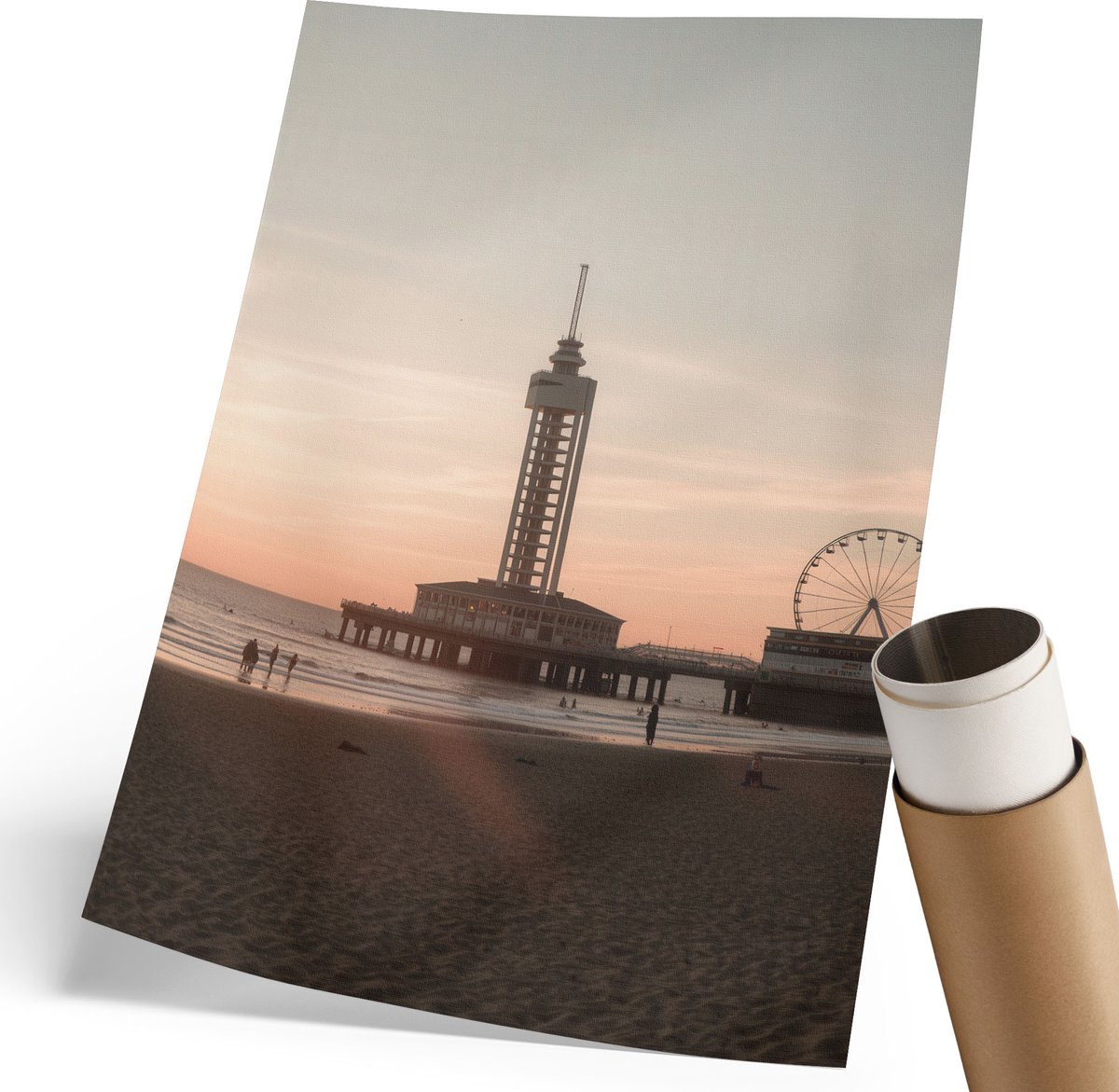 Wallfluent Polycanvas Wandposter - Vredige Brug, Fotografie - 420 x 594 mm - Oranje Design - Rechthoek - Wandkunstwerk - Woonkamer, Slaapkamer, Kantoor - Klassiek