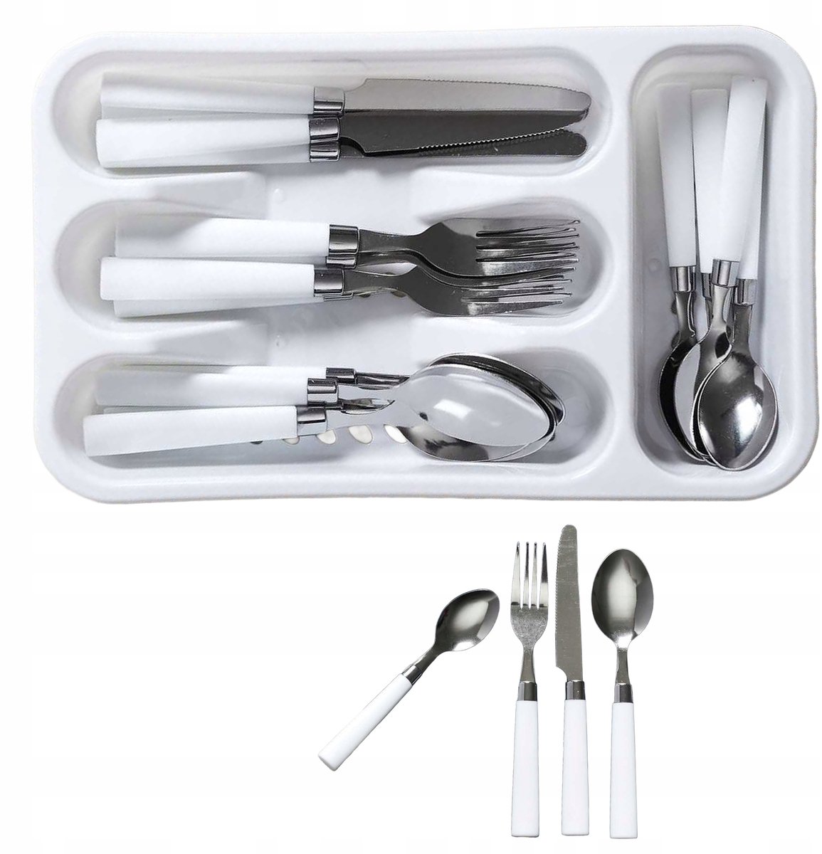 Lino White Bestekset 16-delig Wit - 4 personen - Roestvrij staal