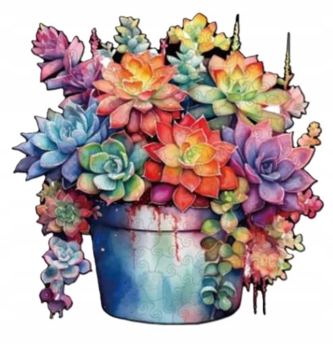 Houten Puzzel Bloemen in Pot, 116 Stukjes, A4 Formaat, Mozaïek